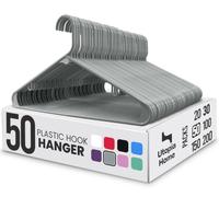 Utopia Home Plastic Hangers 50 Pack - Clothes Hanger with Hooks - Durable & Space Saving (Grey)