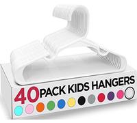 Utopia Home Plastic Kids Hangers for Clothes - Pack of 40 - Durable and Slim - Space Saving Children's All Purpose Garment Trouser Skirt Bar Toddler Hangers for Clothes (White)
