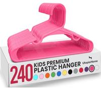 Utopia Home Plastic Kids Hangers - Pack of 240 - Durable Slim Baby Hangers - Space Saving Children's Clothes Hangers - All Purpose Garment Trouser Skirt Bar Toddler Hangers (Pink)