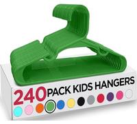 Utopia Home Plastic Kids Hangers - Pack of 240 - Space Saving, Durable & Slim Baby Hangers for All Purpose Garment Trouser, Skirt, Bar and Toddler Clothes (Green)
