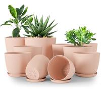 Utopia Home Plastic Planters Pink, Flower Nursery Pots Indoor Modern Decorative Plastic Pots for Plants, Succulents, Flowers, and Cactus 10 Pack, Multisize