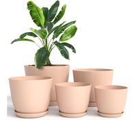 Utopia Home Plastic Planters Pink, Flower Nursery Pots Indoor Modern Decorative Plastic Pots for Plants, Succulents, Flowers, and Cactus 5 Pack, Multisize