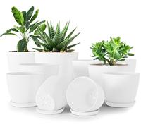 Utopia Home Plastic Planters White, Flower Nursery Pots Indoor Modern Decorative Plastic Pots for Plants, Succulents, Flowers, and Cactus 10 Pack, Multisize