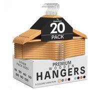 Utopia Home Premium & Heavy Duty Natural Wooden Coat Hangers - Pack of 20