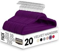 Utopia Home Premium Non-Slip Velvet Hangers, Durable Black Hangers with 360 Degree Swivel Hook Heavy Duty Hanger (Purple, Pack of 20)