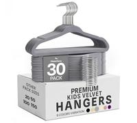 Utopia Home Premium Velvet Hangers for Kids - Pack of 30, Grey