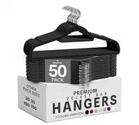 Utopia Home Premium Velvet Suit Hangers with Tie Bar - Pack of 50, Black | Coat Hangers, Suit Hangers, Non-Slip, Heavy Duty, 360° Swivel Hook, Tie Bar, Ideal for Adult Clothes
