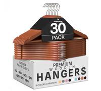 Utopia Home Premium Wooden Hangers 30 Pack - Durable & Slim Coat Hanger - Suit Hanger with 360-Degree Rotatable Hook - Wood Hangers with Shoulder Grooves (Cherry Color)