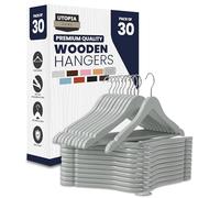 Utopia Home Premium Wooden Hangers 30 Pack - Durable & Slim Coat Hanger - Suit Hanger with 360-Degree Rotatable Hook - Wood Hangers with Shoulder Grooves (Grey Color)