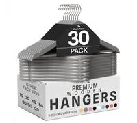 Utopia Home Premium Wooden Hangers 30 Pack - Durable & Slim Coat Hanger - Suit Hangers with 360-Degree Rotatable Hook - Wood Hangers with Shoulder Grooves (Grey)
