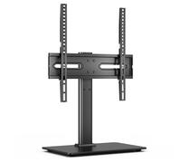 Utopia Home Universal TV Stand for 24-60 Inch TVs, Height Adjustable Tv Table Top Stand with 50 Degree Swivel, Max VESA 400x400mm, Up to 45 KG (99 lbs), Tempered Glass Base & Cable Management (Black)