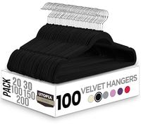 Utopia Home Velvet Coat Hangers Adult - Heavy Duty Velvet Clothes Hangers - Premium Non-Slip Hangers for Clothes - 360 Degree Swivel Hook Suit Hangers (Black, 100)