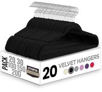 Utopia Home Velvet Coat Hangers Adult - Heavy Duty Velvet Clothes Hangers - Premium Non-Slip Hangers for Clothes - 360 Degree Swivel Hook - Black, Pack of 20