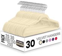 Utopia Home Velvet Hangers 30 Pack - Non-Slip Suit Hangers with 360 Degree Rotatable Hook - for Pants, Coats, Shirts & More (Ivory)