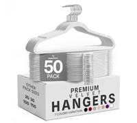 Utopia Home Velvet Hangers 50 Pack - Luxury Non-Slip Slim Suit & Coat Hangers, Strong Space-Saving Clothes Hangers with Pants Bar and 360° Swivel Hook - White