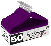 Utopia Home Velvet Hangers - 50 Pack Non-Slip Suit & Coat Hangers with 360° Rotatable Hook - Purple & Heavy Duty