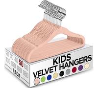 Utopia Home Velvet Kids Hangers for Clothes (Pack of 50) - Non-Slip and Sturdy Baby and Children’s Hangers - Space Saving (Pink)