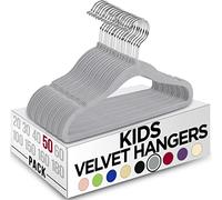 Utopia Home Velvet Kids Hangers for Clothes (Pack of 50) - Non-Slip and Sturdy Baby and Children’s Hangers - Space Saving (Grey)