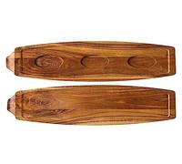 Utopia JMP934 Acacia Wood Board, Wood Presentation, 11.5" x 5.5", 29 cm x 14 cm, 3 Well Diameters 4.75 cm ,/Lipped (Pack of 6)