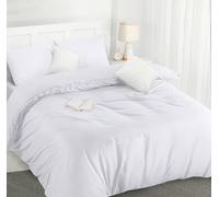 Utopia King Size Duvet Cover with Pillow cases - Soft Microfibre Polyester - Bedding Quilt Set (White)