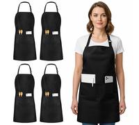 Utopia Kitchen 10 Pack Bib Apron Adjustable with 2 Pockets, Water and Oil Resistant, Cooking Kitchen Chef Apron for Women Men, Black, 10 Pack