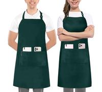Utopia Kitchen 2 Pack Adjustable Bib Apron with 2 Pockets Waterdrop Resistant Cooking Kitchen Apron for Men, Women with Long Ties (Green)