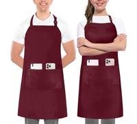 Utopia Kitchen 2 Pack Bib Apron, Adjustable with 2 Pockets, Water and Oil Resistant, Cooking Kitchen Chef Apron for Women Men, Burgundy, 2 Pack