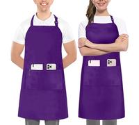 Utopia Kitchen 2 Pack Purple Bib Aprons with Extra Long Ties
