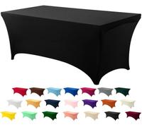 Utopia Kitchen 4FT Spandex Tablecloth, Black, Stretch Fitted Table Cover