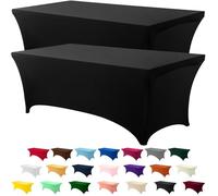 Utopia Kitchen 5ft Spandex Table Cloth Rectangle [2 Pack, Black] 200GSM Premium Stretch, Lycra, Washable and Wrinkle Resistant Table Cover Fitted for Event, Wedding, Banquet [60Lx30Wx30H Inch]