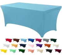 Utopia Kitchen - 6 Ft Stretchable Spandex Tablecloth - Tight Fit Washable and Wrinkle Resistant Table Cover for Event & Parties (Blue Mist)
