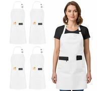 Utopia Kitchen Adjustable Bib Apron (10-Pack) Chef Cooking Kitchen Men Women Waitress Server Work Aprons with Pockets, White, 10 Pack