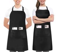 Utopia Kitchen Adjustable Bib Apron with 2 Pockets Waterdrop Resistant Chef Cooking Kitchen Aprons Women, Men with Long Ties, Black