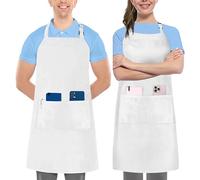 Utopia Kitchen Adjustable Bib Apron with 2 Pockets Waterdrop Resistant Chef Cooking Kitchen Aprons Women, Men with Long Ties, White
