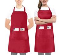 Utopia Kitchen Adjustable Bib Apron with 2 Pockets Waterdrop Resistant Chef Cooking Kitchen Aprons Women, Men with Long Ties, Red