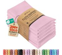 Utopia Kitchen Cloth Napkins [12 Pack] Cotton Blend Washable and Reusable Table Dinner Napkins for Hotel, Lunch, Restaurant, Weddings, Event and Parties (46 x 46 cm, Baby Pink)