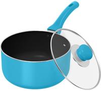 Utopia Kitchen Detachable Handle Nonstick Saucepan with Glass Lid, Multipurpose Use for Home, Kitchen or Restaurant (Turquoise)