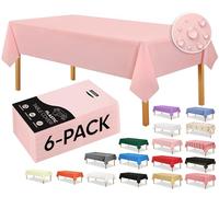 Utopia Kitchen Plastic Table Cloth Disposable (6 Pack - 54x108 Inch) Pink Rectangle Tablecloth Waterproof Stain Resistant Party Table Cover