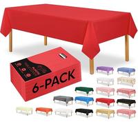 Utopia Kitchen Plastic Table Cloth Disposable (6 Pack - 54x108 Inch) Red Rectangle Tablecloth Waterproof Stain Resistant Party Table Cover