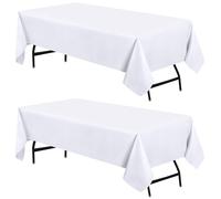 Utopia Kitchen Rectangle Tablecloth 112x142 cm - (Pack of 2) White Table Cover Machine Washable Table Cloth Perfect for Parties, Weddings and Festivals (44x56 inches)