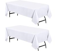 Utopia Kitchen Rectangle Tablecloth 137x200 cm - (Pack of 2) White Table Cover Machine Washable Table Cloth Perfect for Parties, Weddings and Festivals (54x79 inches)