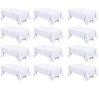 Utopia Kitchen Rectangle Tablecloth 140x240 cm - (Pack of 12) White Table Cover Machine Washable Table Cloth Perfect for Parties, Weddings and Festivals (55x95 inches)