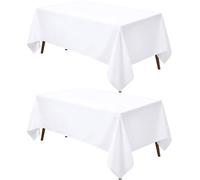 Utopia Kitchen Rectangle Tablecloth 140x240 cm - (Pack of 2) White Table Cover Machine Washable Table Cloth Perfect for Parties, Weddings and Festivals (55x95 inches)