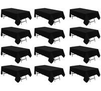 Utopia Kitchen Rectangle Tablecloth 150x240 cm - (Pack of 12) Black Table Cover Machine Washable Table Cloth Perfect for Parties, Weddings and Festivals (59x95 inches)