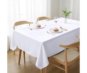 Utopia Kitchen Rectangle Tablecloth 150x240 cm - (Pack of 2) White Table Cover Machine Washable Table Cloth Perfect for Parties, Weddings and Festivals (59x95 inches)