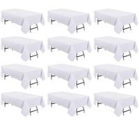 Utopia Kitchen Rectangle Tablecloth 152x213 cm (Pack of 12) White Table Cover Machine Washable Table Cloth Perfect for Parties, Weddings and Festivals (60x84 inches)