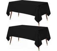 Utopia Kitchen Rectangle Tablecloth 152x213 cm - (Pack of 2) Black Table Cover Machine Washable Table Cloth Perfect for Parties, Weddings and Festivals (60x84 inches)