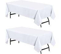 Utopia Kitchen Rectangle Tablecloth 152x213 cm - (Pack of 2) White Table Cover Machine Washable Table Cloth Perfect for Parties, Weddings and Festivals (60x84 inches)