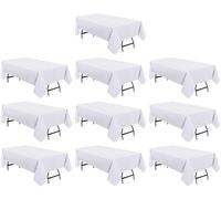 Utopia Kitchen Rectangle Tablecloth 152x260 cm - (Pack of 10) White Table Cover Machine Washable Table Cloth Perfect for Parties, Weddings and Festivals (60x102 inches)