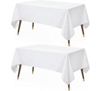 Utopia Kitchen Rectangle Tablecloth 152x260 cm - (Pack of 2) White Table Cover Machine Washable Table Cloth Perfect for Parties, Weddings and Festivals (60x102 inches)